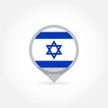 Flag of Israel icon in shape of map pointer or marker. Israeli national symbol. Vector illustration. Royalty Free Stock Photo